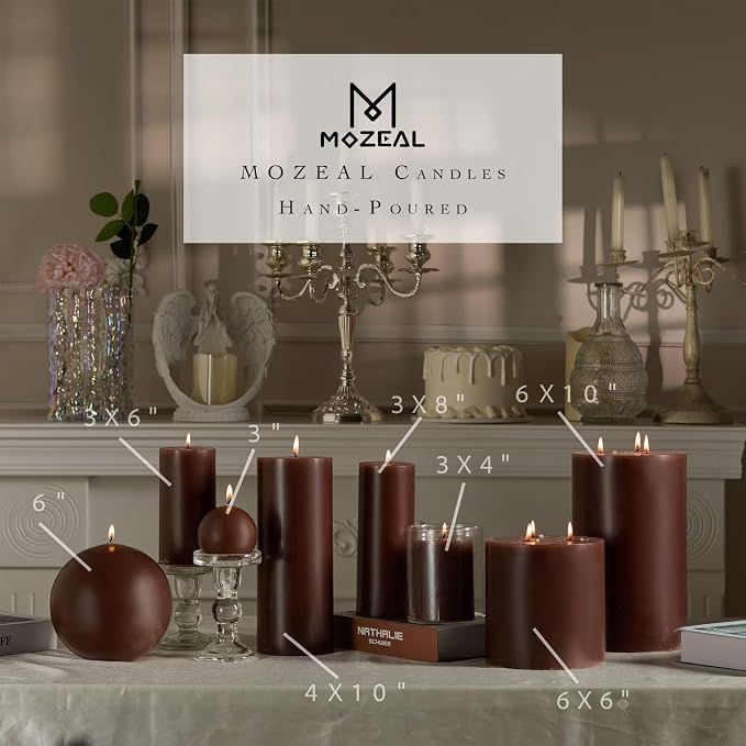 MOZEAL 3" x 6" Hand-Poured Unscented Candle, Dripless Pillar Candle Set of 3 - Image 3