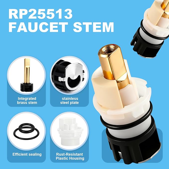 RP25513 Faucet Stem Replacement, Fits Delta 2 Handle Faucet Cartridge | 8pack - Image 4