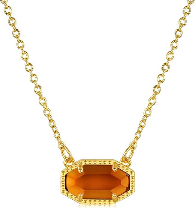 Birthstone Necklace for Women 14K Gold Plated Dainty Pendant Teen Trendy Stuff Jewelry Gift Chain 17+3 Inch
