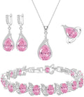 GZWHD Jewelry Set for Women CZ Earrings Necklace Ring Bracelet Set Prom Party Wedding Jewelry Gift for Mother Friend Wife