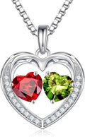 Iefil Valentines Day Gifts for Her - 925 Sterling Silver Heart Birthstone Necklace, Anniversary Birthday Gifts for Women Wife Girlfriend Mom Her