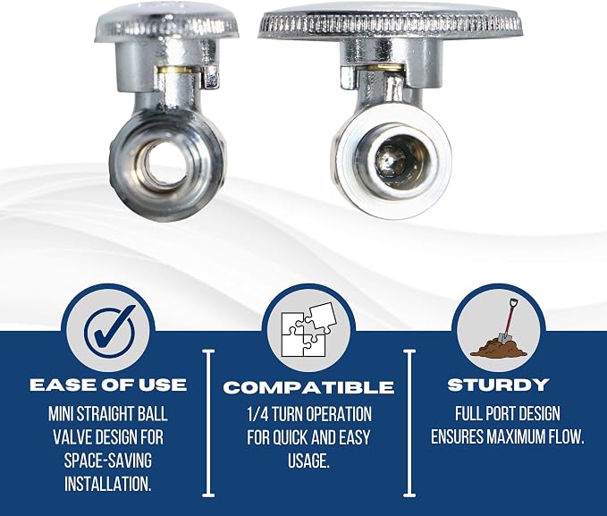 5 Pack XFITTING 1/2" Pex Mini Straight Ball Valve, Barb Crimp, Full Port - Image 4