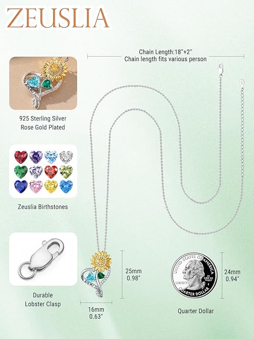 Valentine's Day Gifts for Wife 925 Sterling Silver Double Birthstone Pendant Necklaces I Love You for Always and Forever Necklace Anniversary Birthday Gifts for Wife Girlfriend Mom Her
