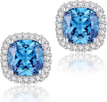 YOMELA Cubic Zirconia Earrings Studs, Halo CZ Birthstone Simulated Diamond Stud Earrings for Women