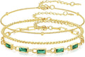 Gold Birthstone Bracelet for Women, 18K Gold Plated Layered Jewelry Bracelet Set, Womens Dainty Stackable Bracelets Link Paperclip Chain Valentines Day Gift for Wife Her