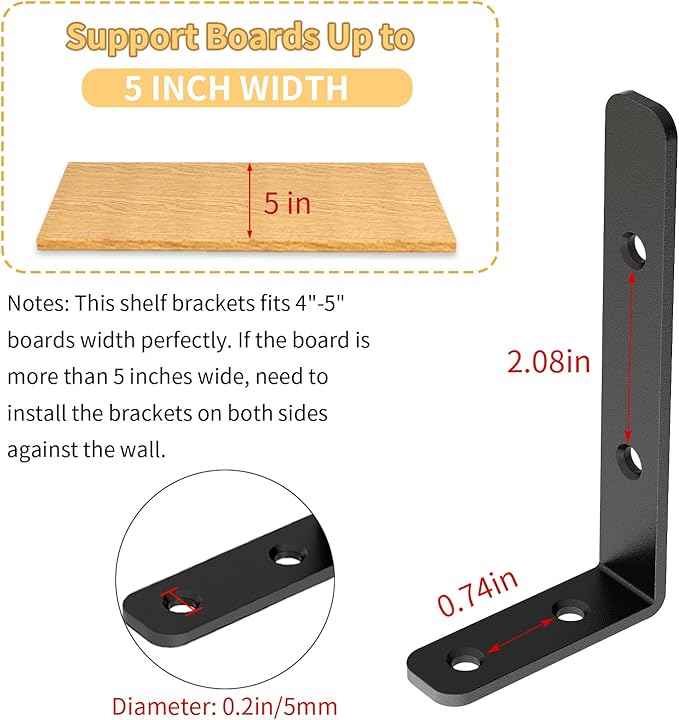 LSK 6PCS L Bracket, L 4"×H 2" Shelf Support Bracket, Max Load :42lb, Joint - Image 4