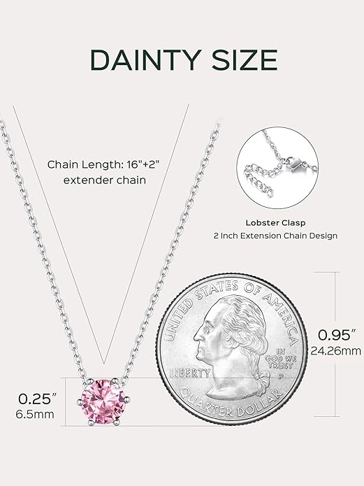 ChicSilver 925 Sterling Silver 12 Months Sparkling Round Cut Created Birthstone Pendant Necklace, 16 Inch Rolo Chain