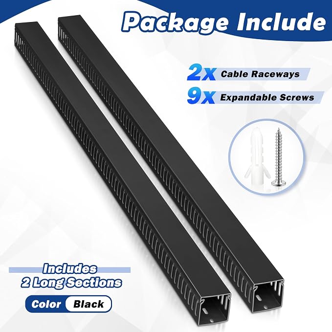 ZhiYo 2" H x 2" W Cable Raceway, Under Desk Wire Management Channel Black | - Image 5