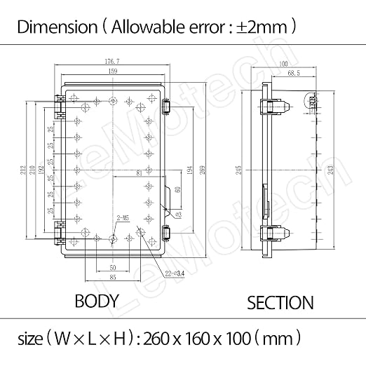 Electrical Box, IP67 Waterproof Hinged Cover Stainless Steel Latch Junction Box - Image 7