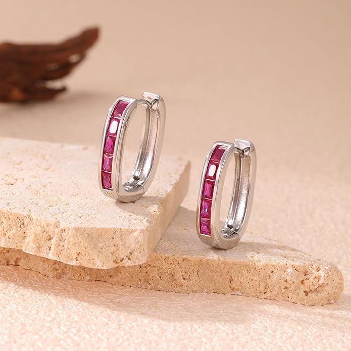Trendy CZ Gold/Silver Hoop Earrings for Women Square Hypoallergenic chunky gold Hoop Earrings Geometric Minimalist Rectangle Hoops