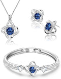 Celestiluck Crystal Jewelry Sets For Women 18K White Gold Plated Bracelet Necklace and Earrings Sets for Wife Girlfriend or Mothers Idea Gift for Special Women in Life