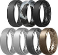 Egnaro Men's Rings 8.5mm Wide-2mm Thick Inner Arc Ergonomic Breathable Rubber Wedding bands-Hypoallergenic for Gym/Outdoor/Gift((1-7 Variety Pack with Half Size)