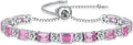 Birthstone Tennis Bracelets for Women White Gold Sterling Silver Gemstone Bracelets Adjustable Chain 6-9 Inchs Jewelry Anniversary Birthday Gifts for Women Mom Wife Her