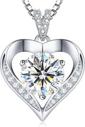 Gorgeous Moissanite Necklaces for Women - Valentine's Day Gifts for Wife Girlfriend, 925 Sterling Silver 1-3CT Moissanite Pendant Jewelry, Wedding Anniversary Birthday Christmas for Mom