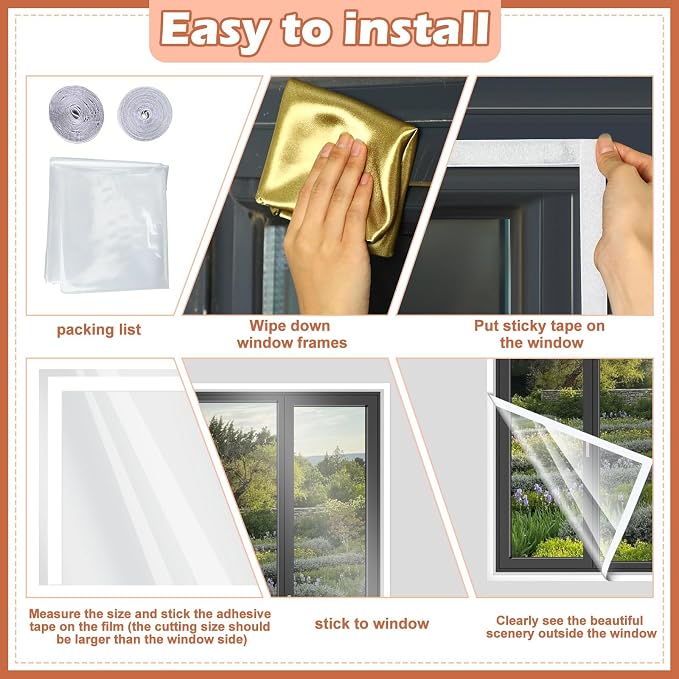 Beveer Window Insulation Kit 63 Inch X 20 ft, Cuttable Film, Waterproof | - Image 7