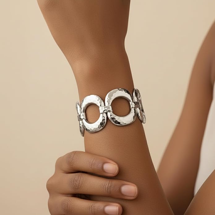 Chunky Gold Bangles Bracelet for Women Trendy Statement Bracelet Dainty Charm Gold Valentine's Day Gift Jewelry for Her