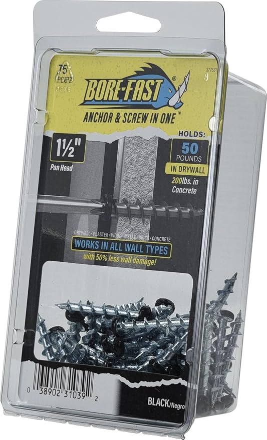 Hillman Borefast Drywall Anchors, 1-1/2in Pan Head, 75 Pack, Phillips pan head - Image 8