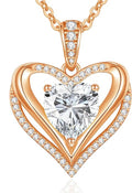 Moissanite Infinity Love Heart Pendant Necklaces for Women, 1-3 Carat 925 Sterling Silver 18K Gold Plated Engraved with"I LOVE YOU', Anniversary Birthday Present Jewelry Christmas Valentines Day Gift for Women Wife Girlfriend Her