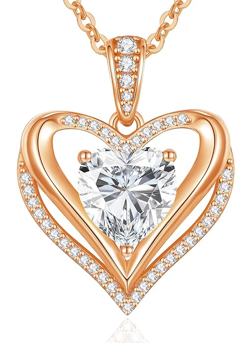 Moissanite Infinity Love Heart Pendant Necklaces for Women, 1-3 Carat 925 Sterling Silver 18K Gold Plated Engraved with"I LOVE YOU', Anniversary Birthday Present Jewelry Christmas Valentines Day Gift for Women Wife Girlfriend Her