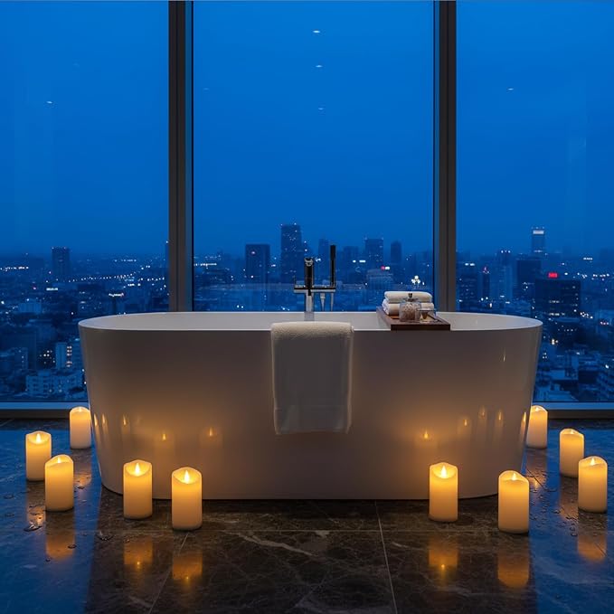 Flameless Candles 4" 5" 6" Outdoor Indoor Pillars Battery Operated Flickering - Image 7