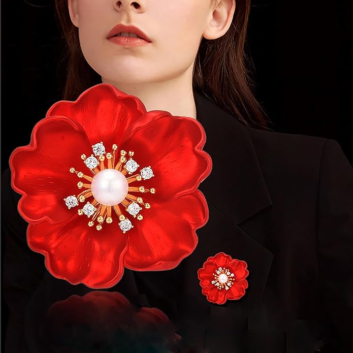 Red Rose Flower Brooches and Pins for Women Costume Jewelry Brooch Pins Broches Jewelry for Women Elegant Lady Pin