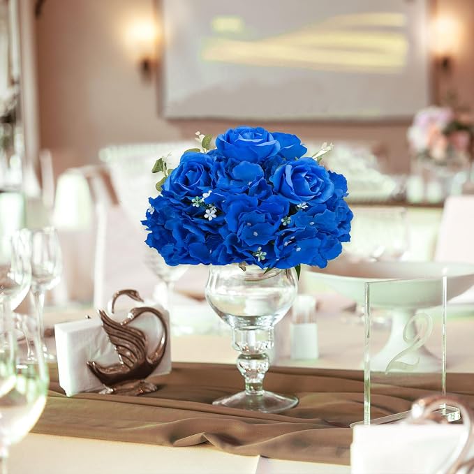 BLOSMON Artificial Flower Balls Wedding Centerpieces 10pcs 11.8" Royal Blue - Image 3