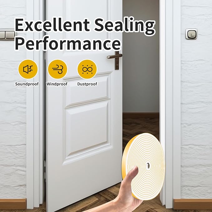 Weather Stripping Tape for Door, High Density CR, 1/2 in x 1/8 in x 26Ft | - Image 5