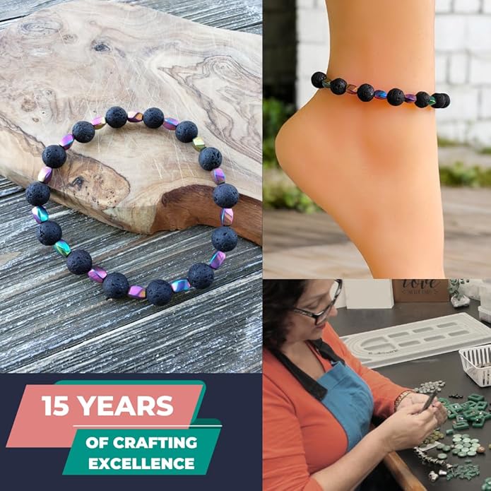 BESHEEK Rainbow Anklet Bracelet Hue Twisted Hematite and Round Artisan Beaded Anklet with Extension Handmade Hypoallergenic Beach Gala Wedding Style Jewelry