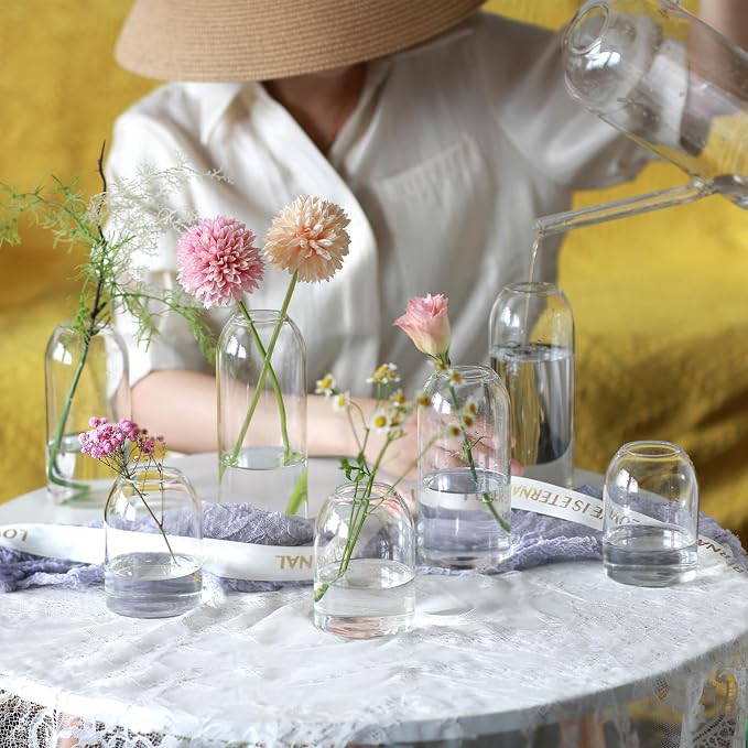Etolies Glass Bud Vases in Bulk Set of 12, Modern Cylinder Glass Vase - Image 4