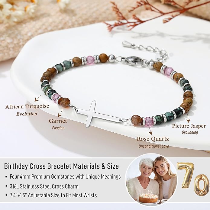 TONY & SANDY Christian Cross Bracelet for Women, Valentine's Day Gifts for Her, Confirmation Baptism Easter Gifts, Unique Gift for Friends Daughter Mom Sister in Christ Birthday Christmas