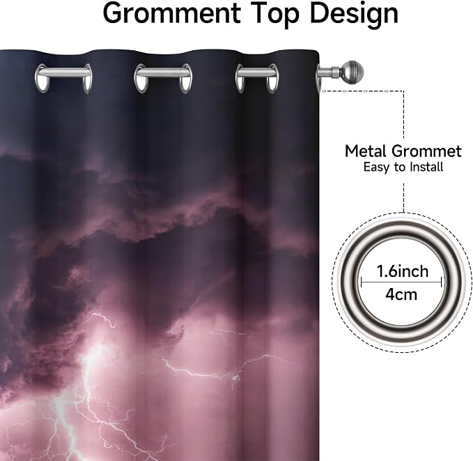 Tornado Curtains for Bedroom Living Room Decor, Lightning Storm Blackout - Image 5