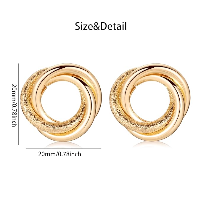 Knot Link Earrings for Women Circle Studs Chunky Geometric Drop Dangle Earrings for Women