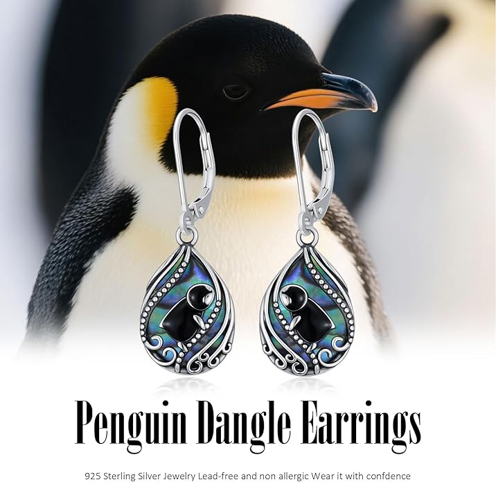 Animal Earrings 925 Sterling Silver Abalone Shell Dangle Drop Earrings Leverback Earrings Cute Animal Jewelry Gifts for Women Girlfriend