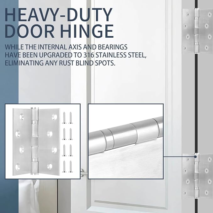 4" 316 Marine Grade Door Hinges XINSheng Heavy Duty Exterior 3 Pack | Ball - Image 6