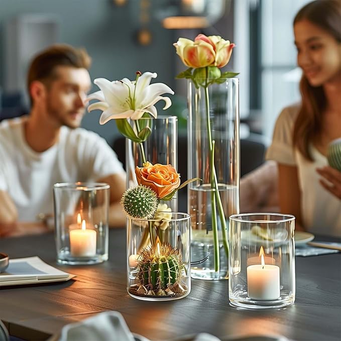 15pcs Cylinder Vases for Centerpieces Small Flower 4, 10Inch Tall Clear Vase - Image 3