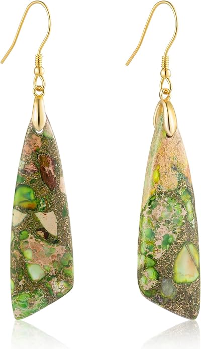SELOVO Jasper Stone Earrings for Women Trendy Dangle Earrings Fishhook Drop Earrings