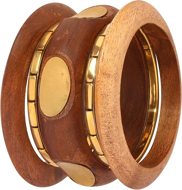 Touchstone wood bracelets for women bangle wooden jewelry handmade artisan bangles natural handcrafted brown olive stylish chunky boho bohemian bracelet brass metal inlaid woods stackable