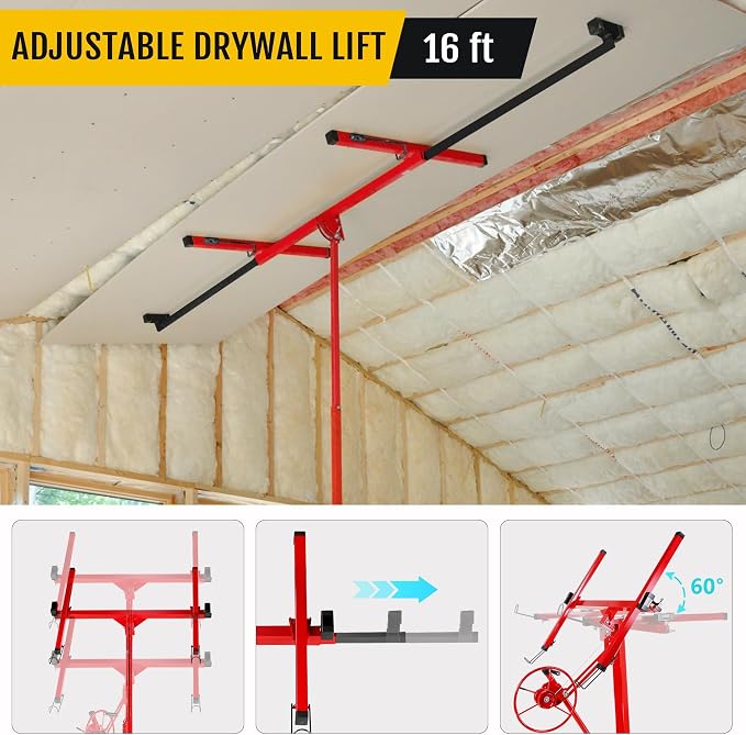 One-Person Drywall Lift Panel Hoist, 150 Lb Heavy-Duty Steel Sheetrock Jack | - Image 6