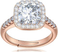 Engagement Rings for Women, Wedding Band for Women，Brilliant D Color VVS1 Clarity Lab Created Rings 14K White Gold Vermeil Ring for Women Jewelry Gifts Adjustable Ring 4-10