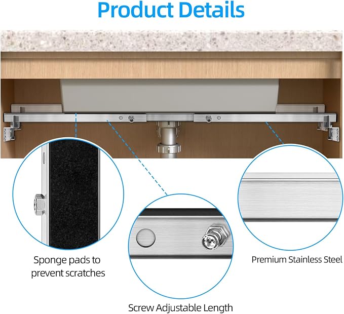 Qualward Undermount Sink Supports Brackets, Adjustable Undermount Sink Support - Image 5