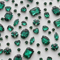 TANOSII Sew on Rhinestones 100 PCS Mixed Shapes Glass Rhinestones Sew on Crystal Gems Mental Flatback with Silver Claw for Jewelry Crafts Clothes Shoes Costume Garment Malachite Green