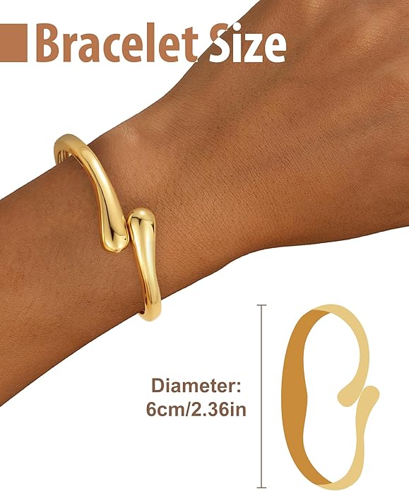 Chunky Gold Bangle Bracelets for Women, Gold Twist Cuff Bracelet Trendy Stackable Bangles Set Fashion Jewelry Gifts