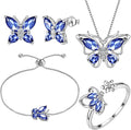 Aurora Tears Butterfly Jewelry,Women 925 Sterling Silver Butterflies Birthstone Pendant Necklace/Earrings/Rings Wedding Gift