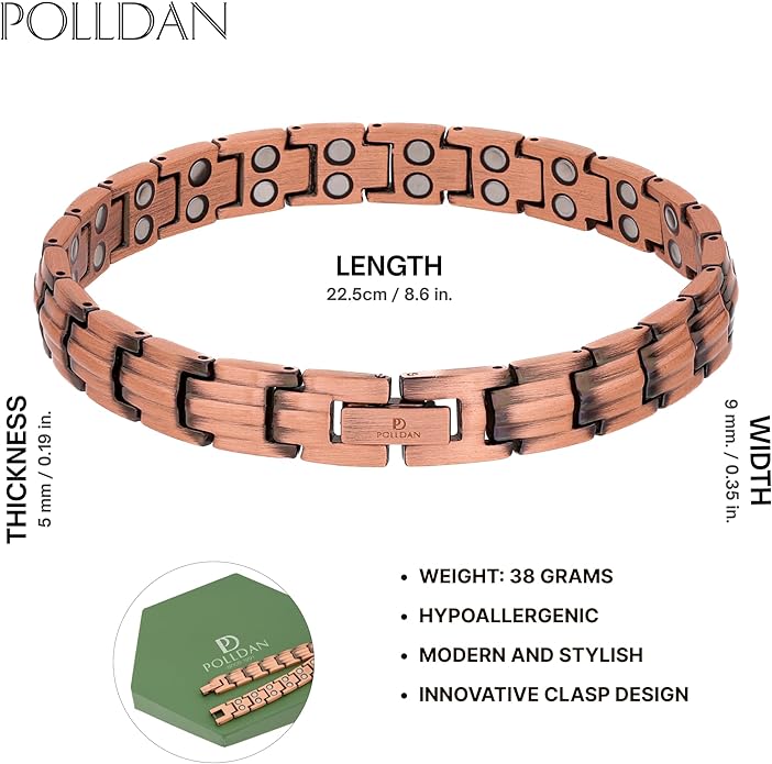 Copper Bracelets for Women - 6200 Gauss Power | 3X Strength Copper Bracelet | Magnetic Bracelets for Women - Adjustable Fit | 99.99% Pure Copper Bracelet for Women | Stylish Copper Jewelry