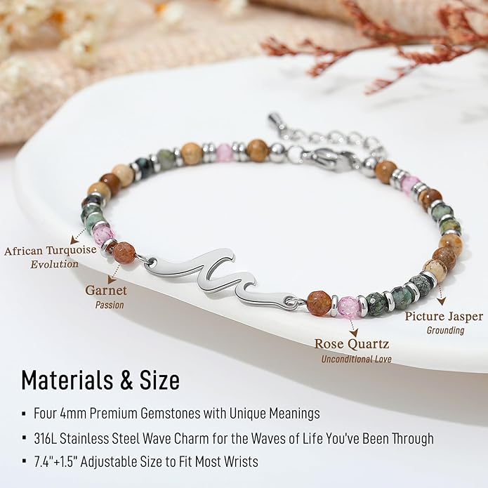 TONY & SANDY Friend Gifts for Women, Unique Valentine's Day Gifts for Her, Sister Gifts from Sister, Wave Bracelet, Christmas Birthday Gifts for Women, Bestie Friendship Bracelets