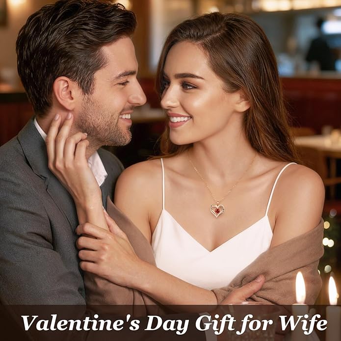 CDE Valentine's Day Gift Forever Love Heart Necklaces for Women, Wedding Anniversary, Birthday Mothers Christmas Day Gifts for Mom, Mother, Wife, S925 Silver Jewelry with Birthstone Pendant