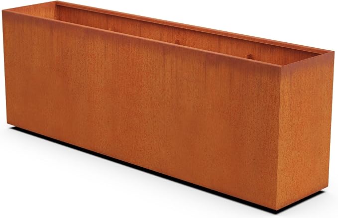 Corten Steel Planter Rectangle Outdoor Metal Garden Box Heavy Duty | Made in by Plantercraft