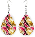 Teardrop Wood Earrings Light Weight Printed Image Dangle Jewelry, Fun and Funky Earrings