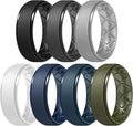 Egnaro Men's Rings 8.5mm Wide-2mm Thick Inner Arc Ergonomic Breathable Rubber Wedding bands-Hypoallergenic for Gym/Outdoor/Gift((1-7 Variety Pack with Half Size)