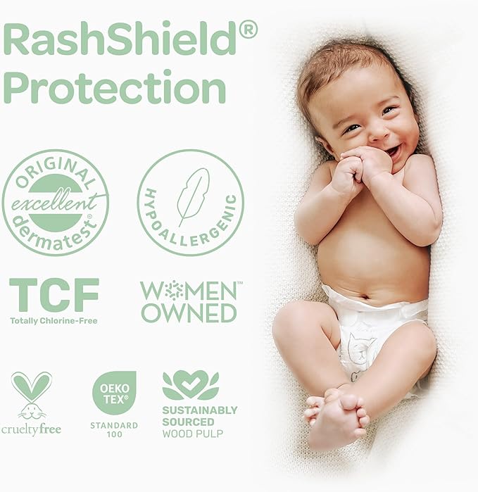 Parasol Clear+Dry Disposable Diapers and Clear+Pure Wipes, RashShield Protection, Size 1 (7-14 lbs), Diaper Bundle of 240 Diapers & 240 Wipes